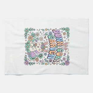 Unicorn Bunnycorn Garden Kawaii Typography Design_ Tea Towel