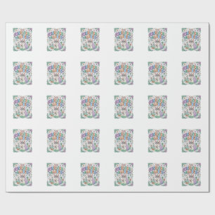 Unicorn Bunnycorn Garden Kawaii Typography Design_ Wrapping Paper