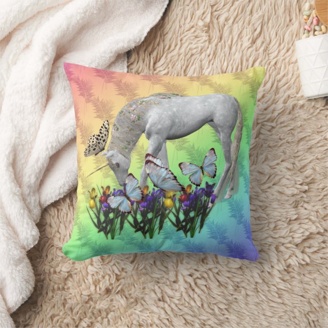 Unicorn Butterflies Fantasy Art Cushion (Blanket)