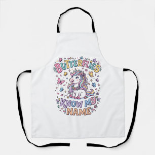 Unicorn Butterflies Know My Name Charming POD Artw Apron