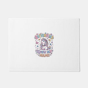Unicorn Butterflies Know My Name Charming POD Artw Doormat