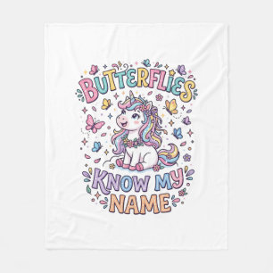 Unicorn Butterflies Know My Name Charming POD Artw Fleece Blanket