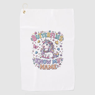 Unicorn Butterflies Know My Name Charming POD Artw Golf Towel