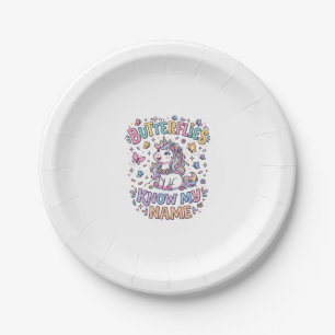 Unicorn Butterflies Know My Name Charming POD Artw Paper Plate