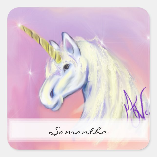 Unicorn by: Mendi Vernatter Square Sticker (Front)