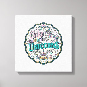 Unicorn Cake Confetti Unicorns POD Ready POD Artwo Canvas Print