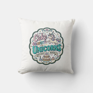 Unicorn Cake Confetti Unicorns POD Ready POD Artwo Cushion