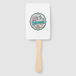 Unicorn Cake Confetti Unicorns POD Ready POD Artwo Hand Fan
