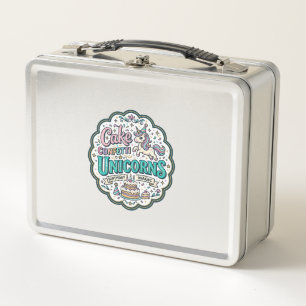 Unicorn Cake Confetti Unicorns POD Ready POD Artwo Metal Lunch Box