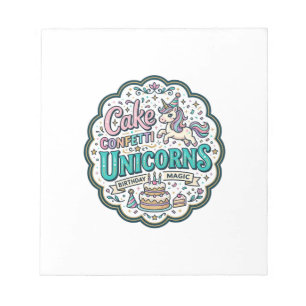 Unicorn Cake Confetti Unicorns POD Ready POD Artwo Notepad