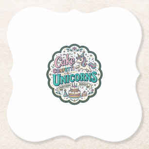 Unicorn Cake Confetti Unicorns POD Ready POD Artwo Paper Coaster