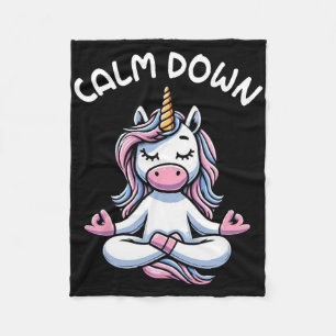 Unicorn Calm Down Yoga Meditation Fleece Blanket