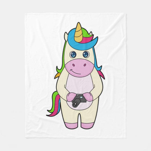 Unicorn Camera Fleece Blanket (Front)