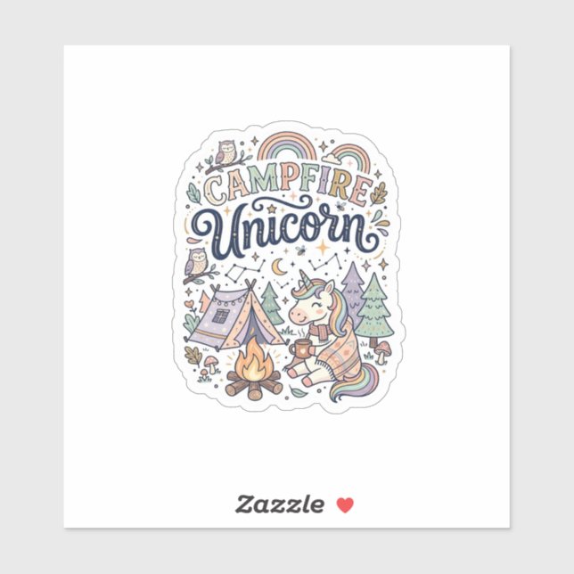 Unicorn Campfire Unicorn Premium Vector Sticker an (Sheet)