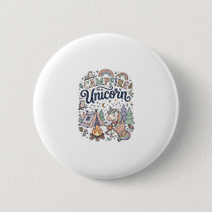 Unicorn Campfire Unicorn Premium Vector Sticker an 6 Cm Round Badge