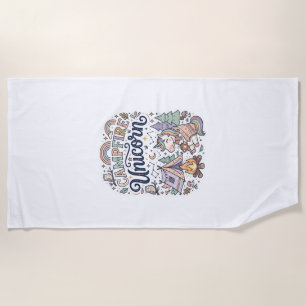 Unicorn Campfire Unicorn Premium Vector Sticker an Beach Towel