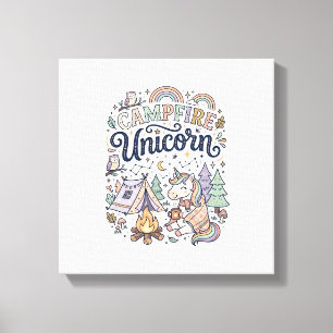 Unicorn Campfire Unicorn Premium Vector Sticker an Canvas Print
