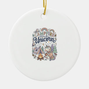 Unicorn Campfire Unicorn Premium Vector Sticker an Ceramic Tree Decoration
