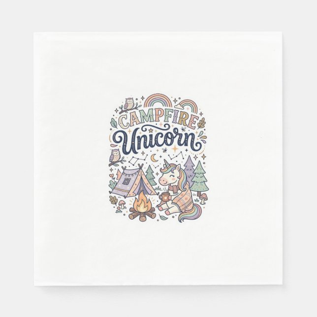 Unicorn Campfire Unicorn Premium Vector Sticker an Napkin (Front)