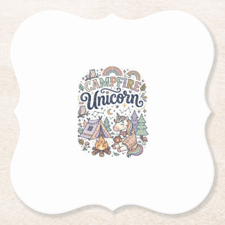 Unicorn Campfire Unicorn Premium Vector Sticker an Paper Coaster