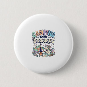 Unicorn Camping with Unicorns Kawaii Sticker and S 6 Cm Round Badge