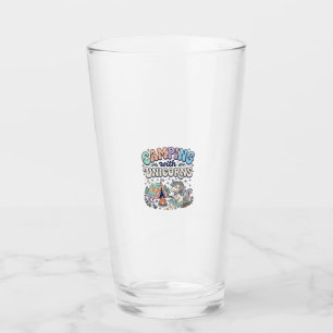 Unicorn Camping with Unicorns Kawaii Sticker and S Glass