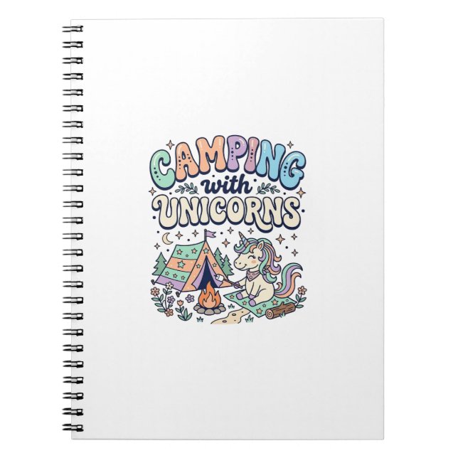 Unicorn Camping with Unicorns Kawaii Sticker and S Notebook (Front)