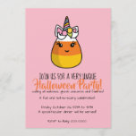 Unicorn Candy Corn Invitation ~ the Unicandycorn!<br><div class="desc">Fun invitation! Make your unicorn-lovers Halloween extra special with this candy-corn dresses up as a unicorn. Great for a not-scary Halloween celebrations! Change the background colour to whatever you wish!</div>