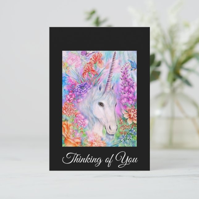 Unicorn Card Thinking of you (Standing Front)