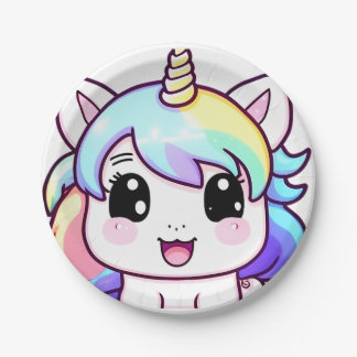 unicorn cartoon paper plate
