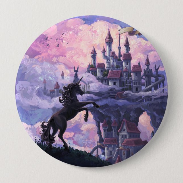 Unicorn Castle 10 Cm Round Badge (Front)