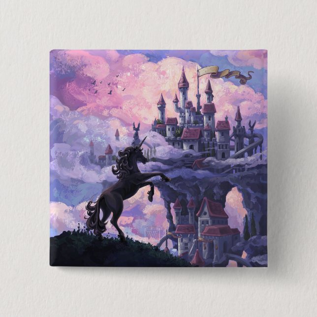 Unicorn Castle 15 Cm Square Badge (Front)