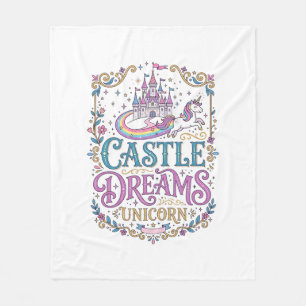 Unicorn Castle Dreams Unicorn White Background Pri Fleece Blanket