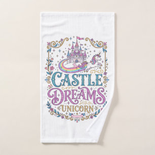 Unicorn Castle Dreams Unicorn White Background Pri Hand Towel