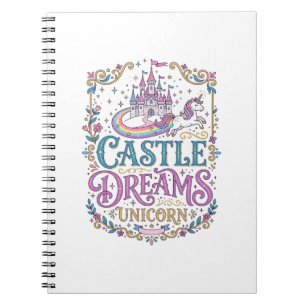 Unicorn Castle Dreams Unicorn White Background Pri Notebook