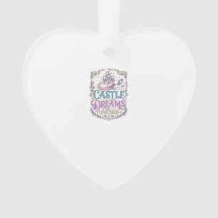 Unicorn Castle Dreams Unicorn White Background Pri Ornament