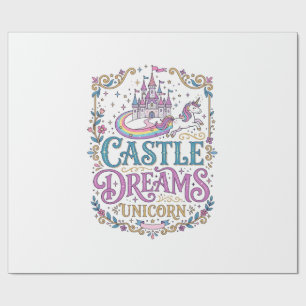 Unicorn Castle Dreams Unicorn White Background Pri Wrapping Paper