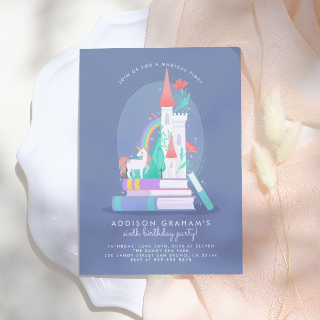 Unicorn & Castle Fairytale Birthday Party Invitation (Creator Uploaded)