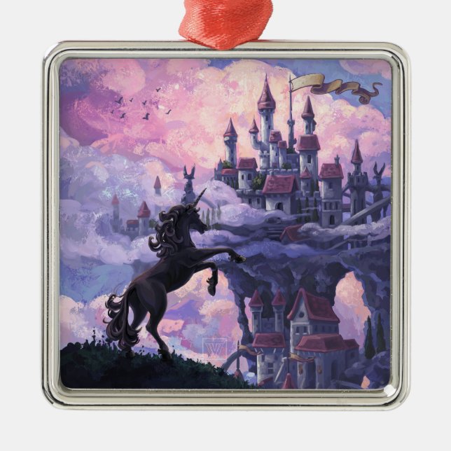 Unicorn Castle Metal Tree Decoration (Front)