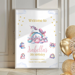 Unicorn Castle Rainbow Magical Poster Welcome Sign