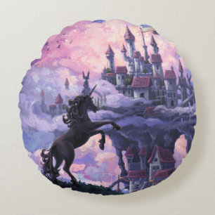 Unicorn Castle Round Cushion