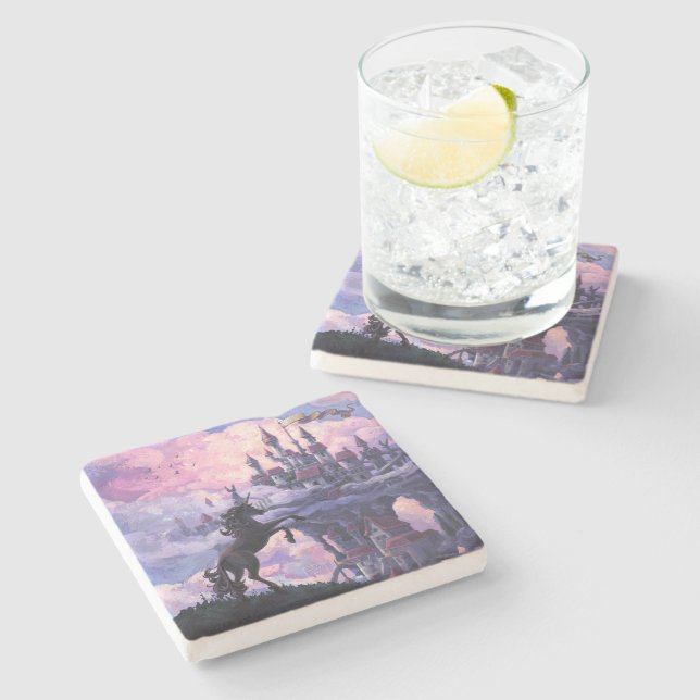 Unicorn Castle Stone Coaster (Side)