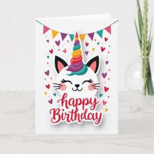 Unicorn Cat Birthday Card