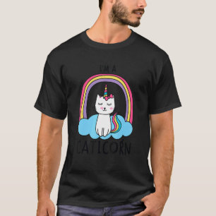 Unicorn Cat I'm a Caticorn Girl Unicorn Rainbow T-Shirt
