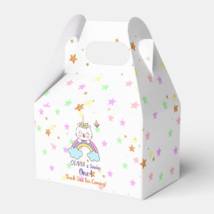 Unicorn Cat Rainbow Pastel Stars 1st Birthday  Favour Box