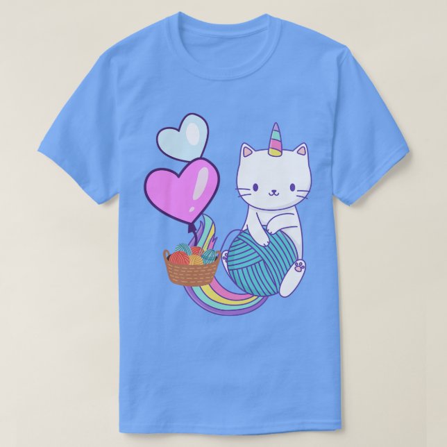 Unicorn Cat with Yarn best knitting ever  T-Shirt (Design Front)