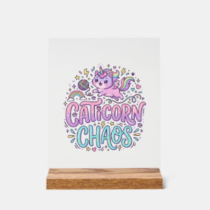 Unicorn Caticorn Chaos Cute Pastel Product Graphic Acrylic Sign