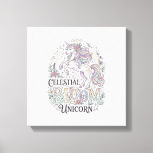 Unicorn Celestial Bloom Unicorn Premium Vector Typ Canvas Print