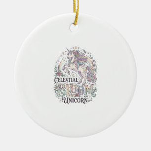 Unicorn Celestial Bloom Unicorn Premium Vector Typ Ceramic Tree Decoration