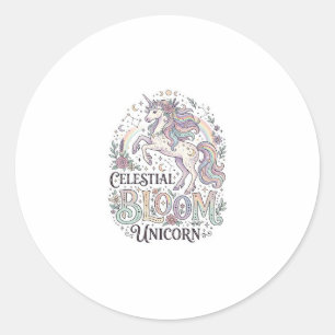 Unicorn Celestial Bloom Unicorn Premium Vector Typ Classic Round Sticker